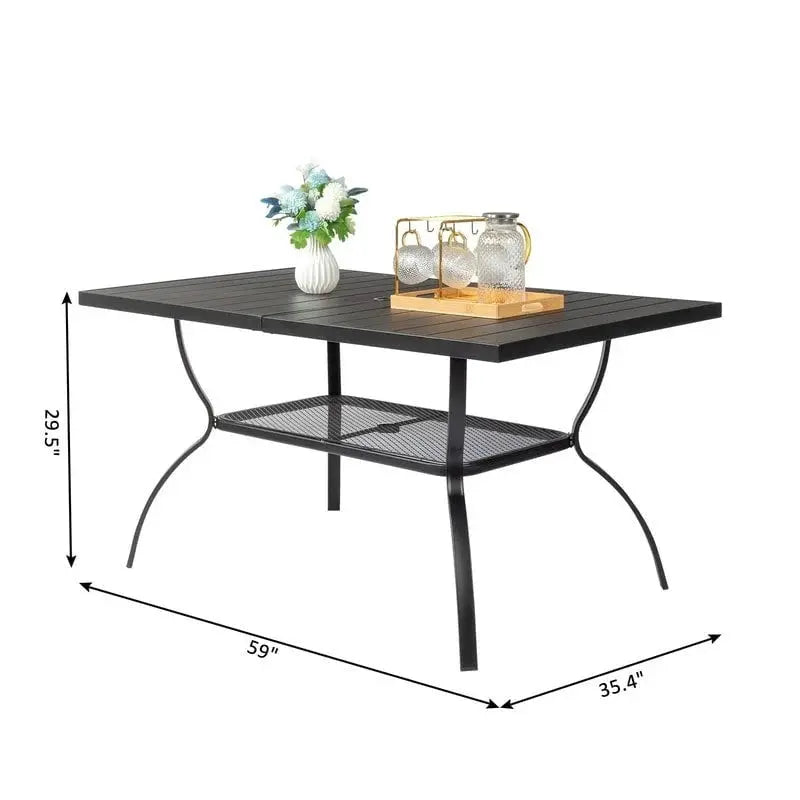 Wrought Iron Patio Dining Table  59″ Rectangular Outdoor Surface