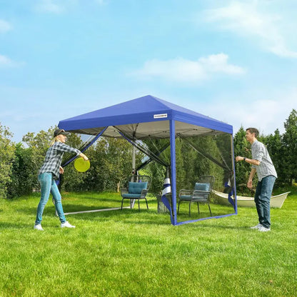10’×10′ Easy-Setup Canopy Tent  Enclosed Mosquito Net Screen Tent with Dual Zipper Doors & Rolling Storage Bag for Outdoor Events