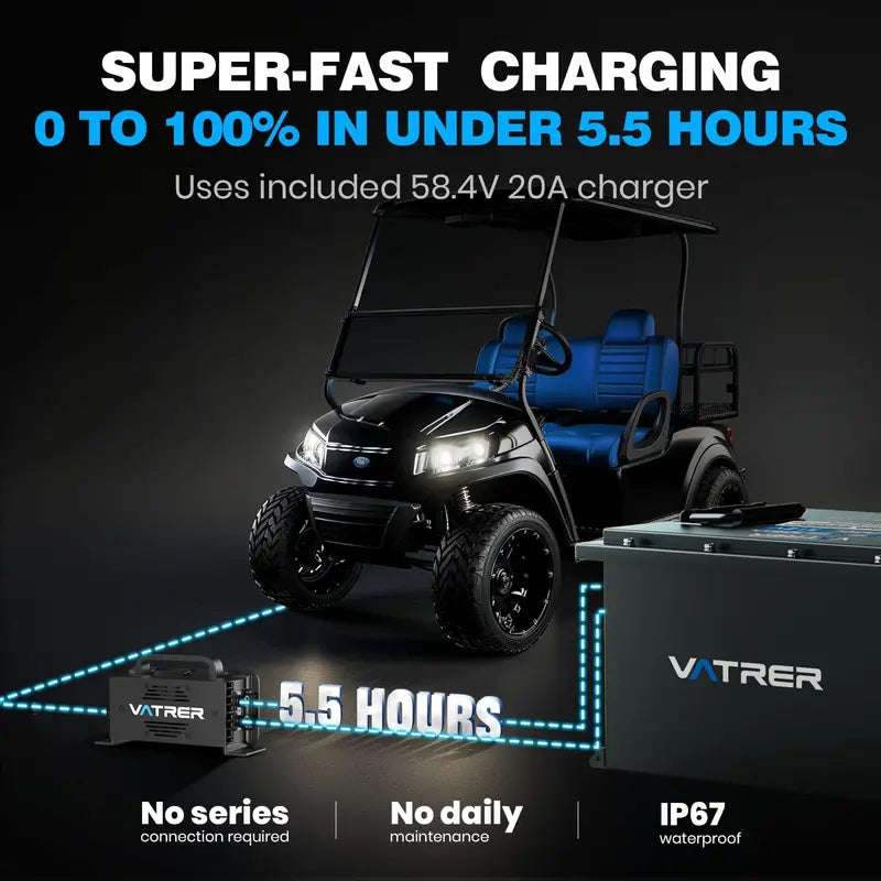 48V 105Ah Lithium Iron Phosphate Battery  Smart BMS, Touchscreen Monitor & Bluetooth APP Control