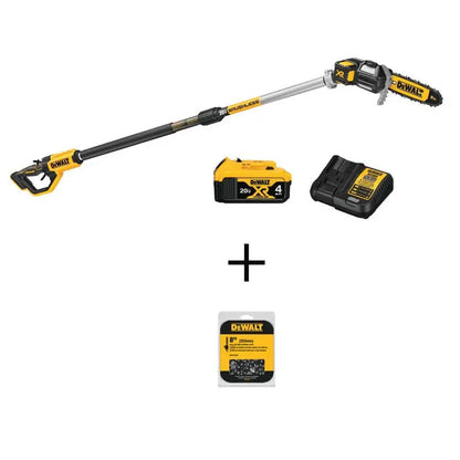 DEWALT 20V MAX 8in. Cordless Battery Powered Pole Saw Kit with (1) 4Ah Battery, Charger & Sheath (34 Link) DCPS620M1WDT608