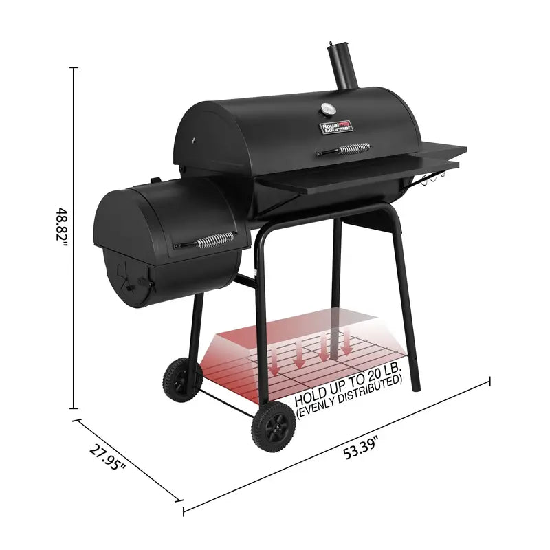 Royal Gourmet 30-Inch Charcoal Grill and Offset Smoker Combo  Dual-Function BBQ Cooking Station