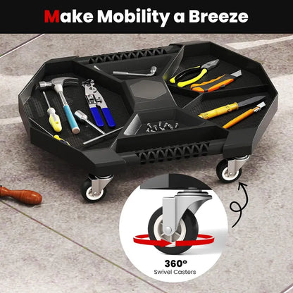 Mobile Workshop Caddy Tray with Four Locking Swivel Casters