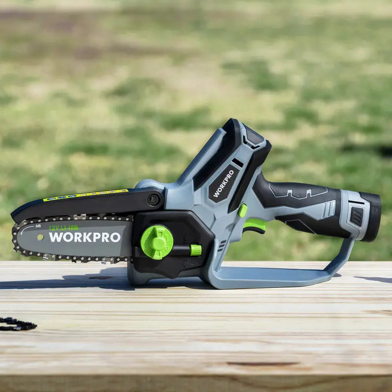WORKPRO 6.3″ Compact Cordless Mini Chainsaw with Dual Batteries & Spare Bar/Chain