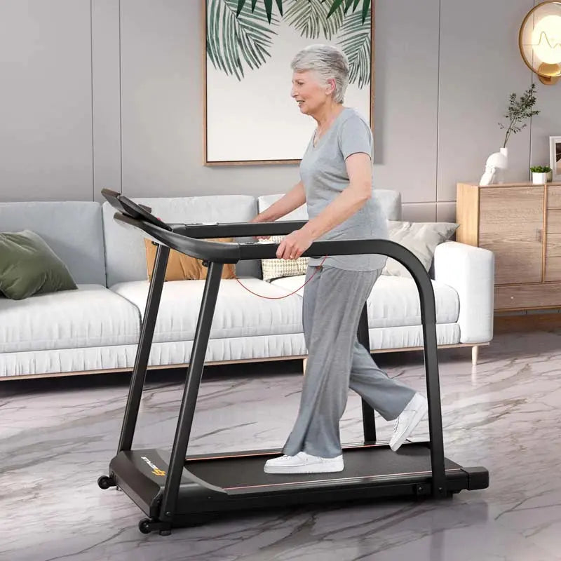 Senior-Friendly Walking Treadmill  2.5 HP Home Fitness Machine with Extended Handrails, 300 lb Capacity &amp; Heart Rate Monitoring