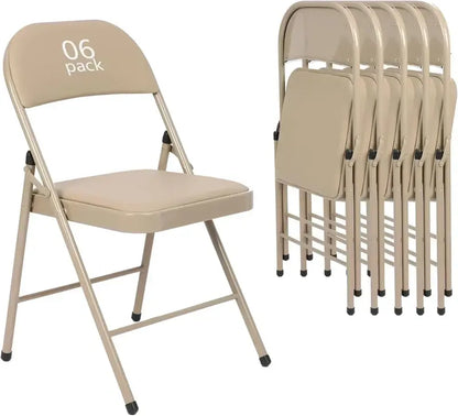 Set of Six Black Folding Chairs ¡ª Leather-Upholstered Event Seating for Weddings, Offices &amp; Gatherings