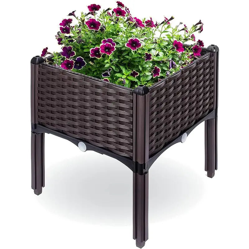 BACKYARD EXPRESSIONS PATIO · HOME · GARDEN Backyard Expressions 16 in. x 16 in. x 18 in. Resin Wicker Elevated Garden Bed 911216