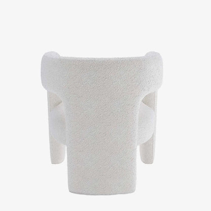 Fauteuil de salle à manger en bouclette blanche