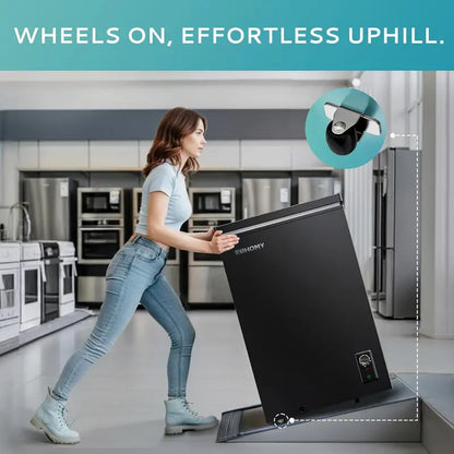 EUHOMY 3.5 Cu.Ft Portable Chest Freezer  Wheeled Deep Freeze Unit with 7-Level Thermostat