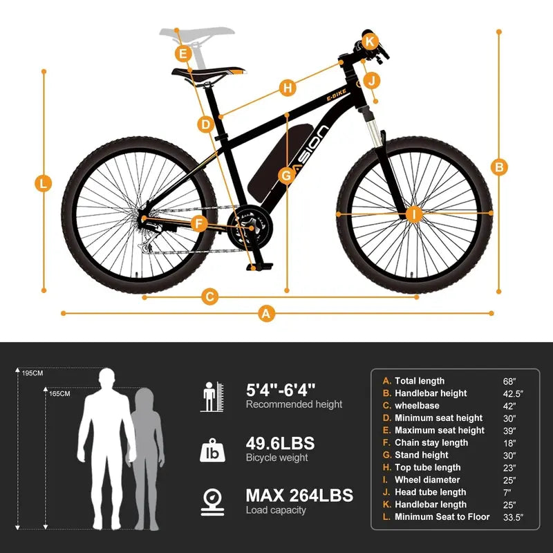Jasion Adult Electric Bike  360Wh Removable Battery, Step-Through Frame E-Bike