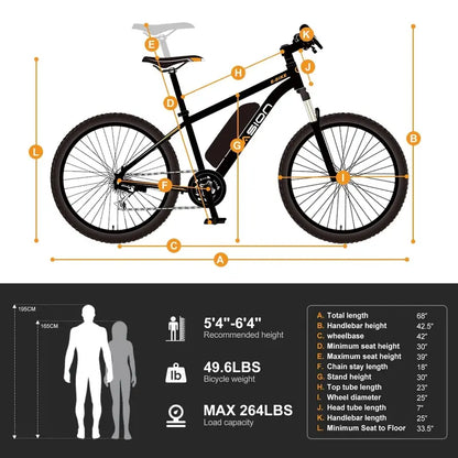 Jasion Adult Electric Bike  360Wh Removable Battery, Step-Through Frame E-Bike