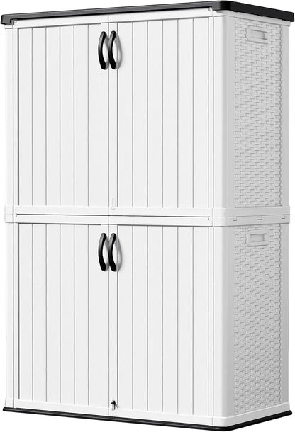 Devoko Weatherproof Outdoor Storage Cabinet  26 Cu Ft Horizontal Patio Box with Lockable Doors