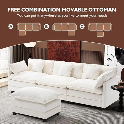 ihanherry 146-Inch Modern U-Shaped Modular Cloud Sofa  Customizable Layout