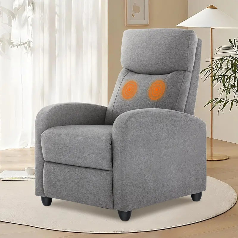 DUMOS Linen Massage Recliner  Single-Seat Adjustable Living Room Sofa with Padded Footrest