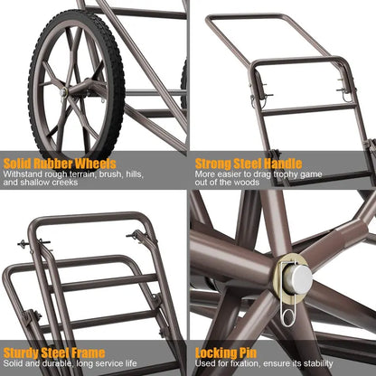 Heavy-Duty Folding Deer Hauler Cart — 500 LB Utility Dolly for Hunting Gear