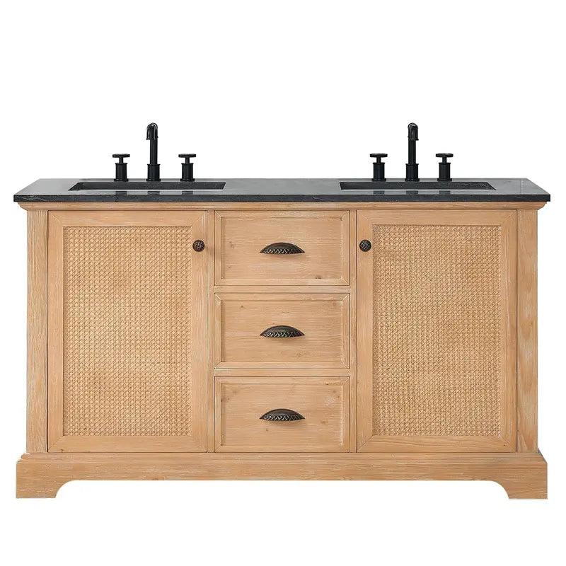 Hervas Bathroom Vanity  Natural Marble Top Console Cabinet (Mirror Not Included)