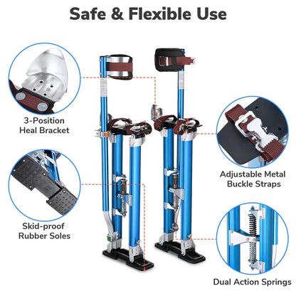 Yescom Drywall Stilts w/ 1 Pair Stilt Pad Replacement 24″-40″ Aluminum Tool Painting