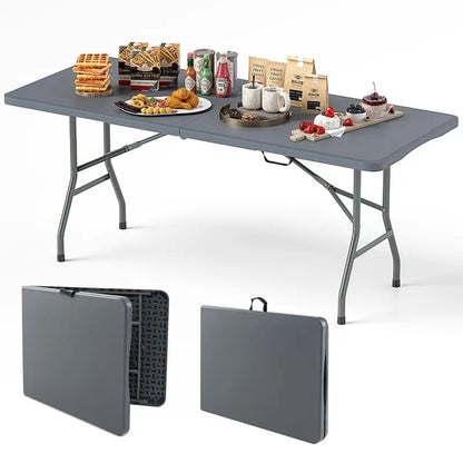 6-Foot Heavy-Duty Plastic Folding Table  350 lb Capacity, HDPE Top for Outdoor Use