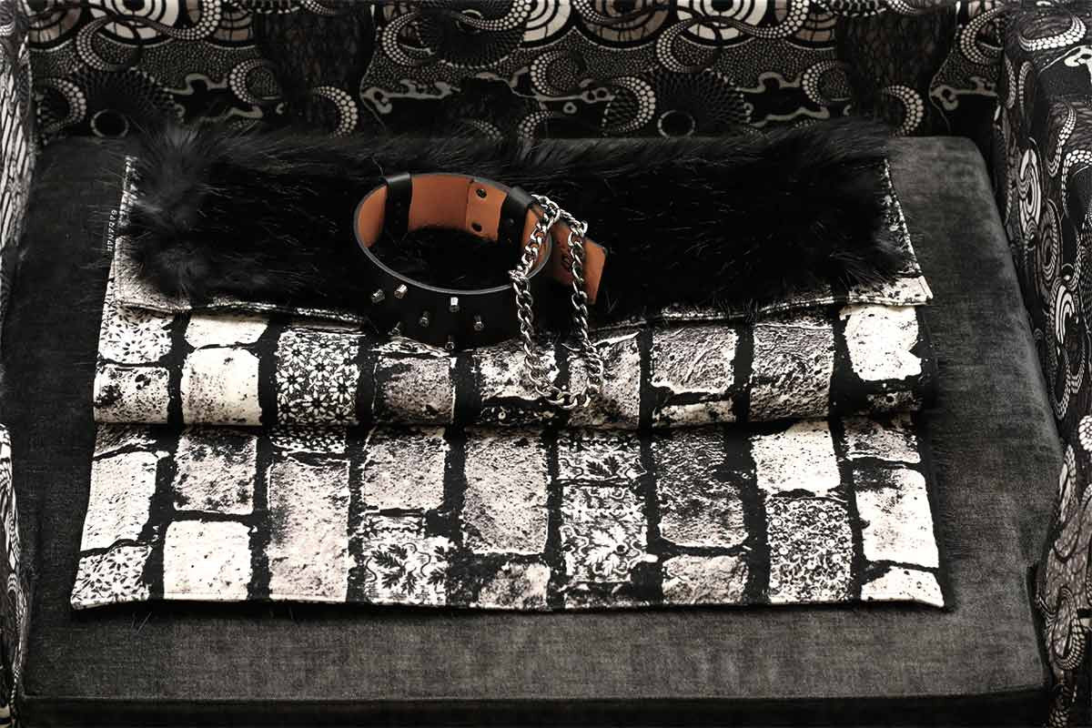 Couverture pour chat « Metis » Black Moon - Tissu Jean-Paul Gaultier