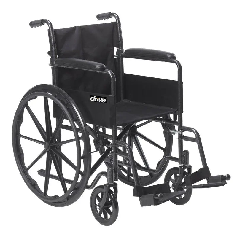 Drive Medical Silver Sport 1 Lightweight Manual Wheelchair with Full-Length Arms and Swing-Away Removable Footrests