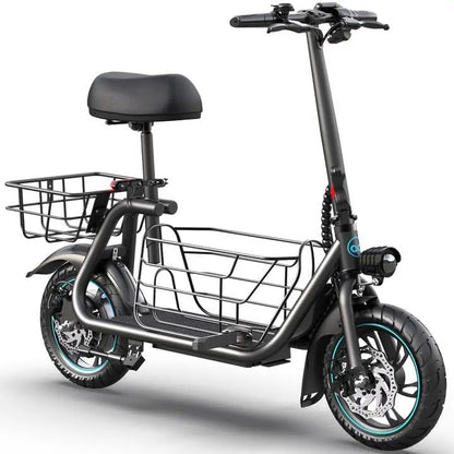 Adult Electric Scooter with Spacious Center Storage Basket