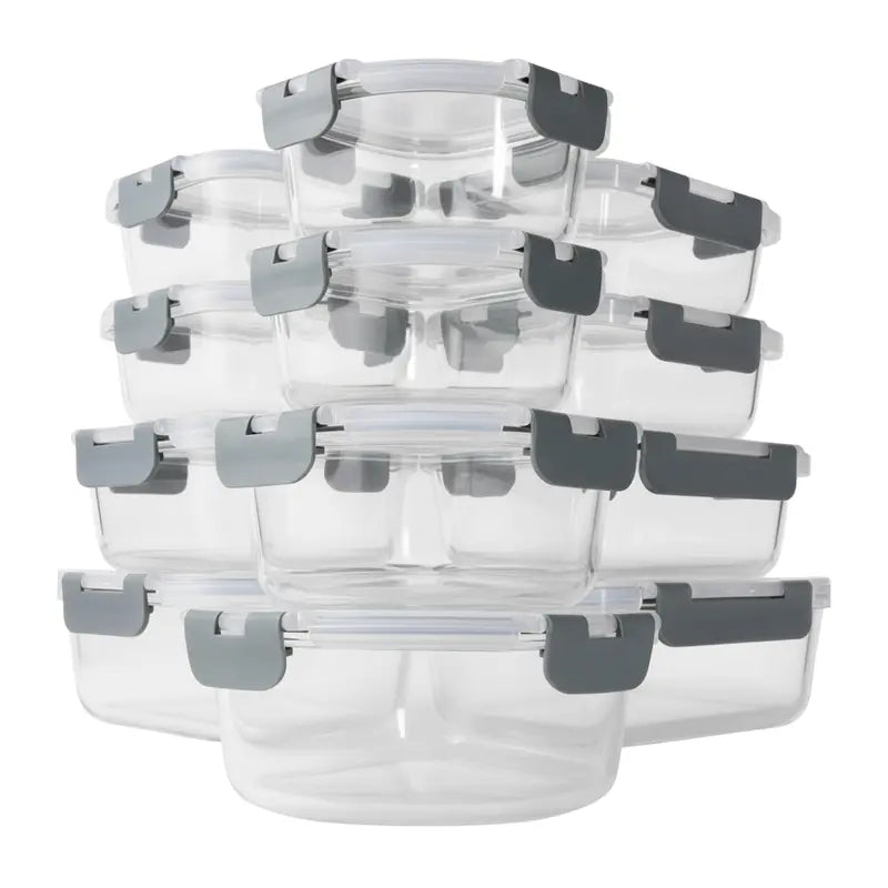 12-Piece Borosilicate Glass Food Storage Set with Airtight Lids & Stackable Design