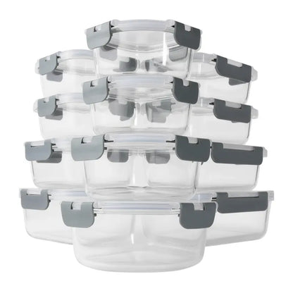 12-Piece Borosilicate Glass Food Storage Set with Airtight Lids & Stackable Design