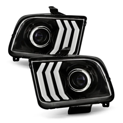 AKKON LED Daytime Running Light Headlights  Black Projector Style for 20052009 Ford Mustang (Pair)