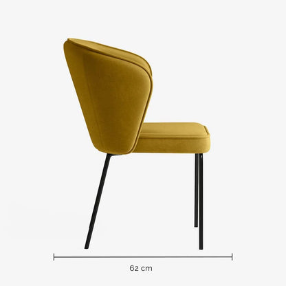 Chaise en velours jaune moutarde
