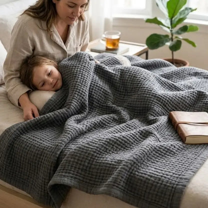 All-Season Muslin Cotton Blanket  Lightweight, Packable & Ideal for Travel or Lounging