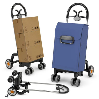 6-Wheel Heavy-Duty Folding Grocery Cart, Expandable Shopping Trolley with Reinforced Frame
