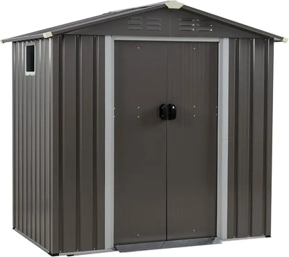 JYQAQA 6x4ft Waterproof Metal Garden Shed  Rugged Outdoor Storage for Yard Tools