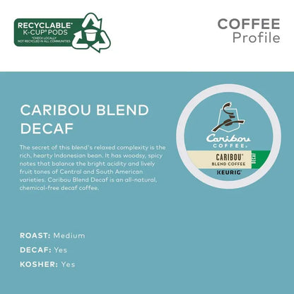 Caribou Coffee Decaf K-Cup Pods, Medium Roast, 96 Count  Rainforest Alliance Certified