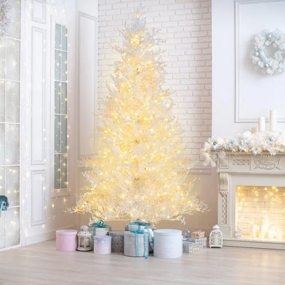 6-Foot Pre-Lit Artificial Christmas Tree with 300 Fairy Lights in Warm White and Multicolor