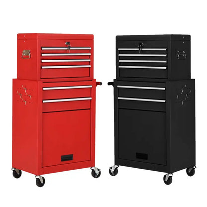 Dual Rolling Tool Chest Set  Two 6-Drawer Heavy-Duty Toolbox Units