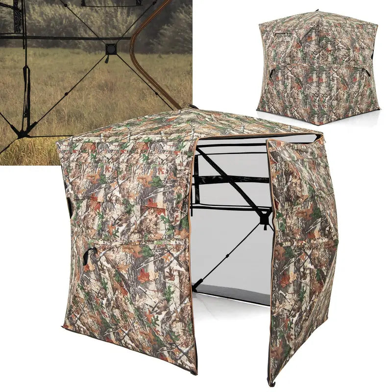 Full-Access 360° Hunting Blind  Zippered Entry, Carry Bag, and Compact Ground Shelter for Deer or Turkey