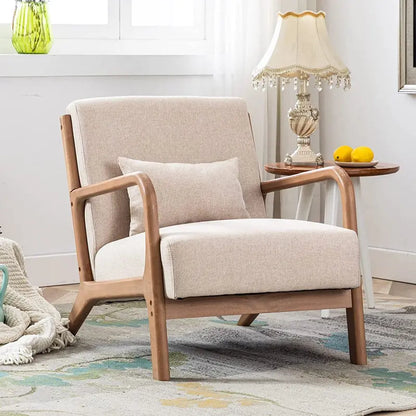 Bonzy Home Mid-Century Modern Accent Chair, Solid Wood Frame, Fabric Upholstery, 300 lb Capacity