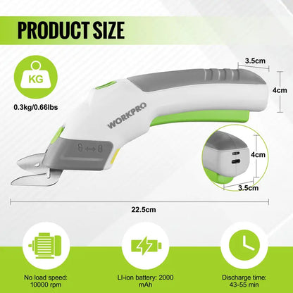 WORKPRO 4V Dual-Blade Cordless Electric Scissors  Rechargeable & Lightweight