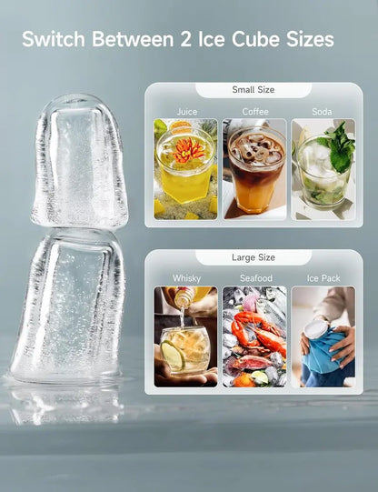 HiCOZY Countertop Ice Maker  Rapid 6-Minute Ice Production with Auto-Clean Function