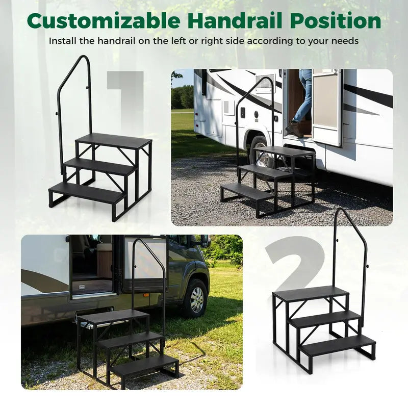 Reinforced RV Entry Step with Integrated Handrail  Ideal for Hot Tubs &amp; Outdoor Stairs