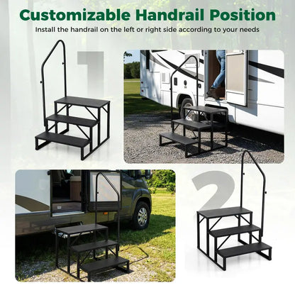 Reinforced RV Entry Step with Integrated Handrail  Ideal for Hot Tubs &amp; Outdoor Stairs