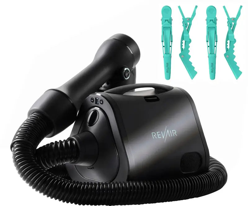 Reverse-Air Ionic Hair Dryer with Integrated Styling Clips  Matte Black Finish