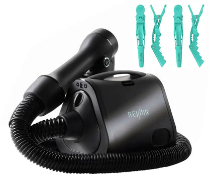Reverse-Air Ionic Hair Dryer with Integrated Styling Clips  Matte Black Finish