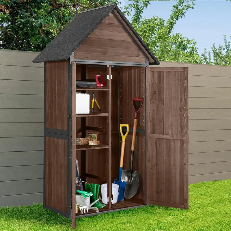 Heavy-Duty Outdoor Storage Shed — Metal-Frame Garden Shed with Adjustable Interior Shelving