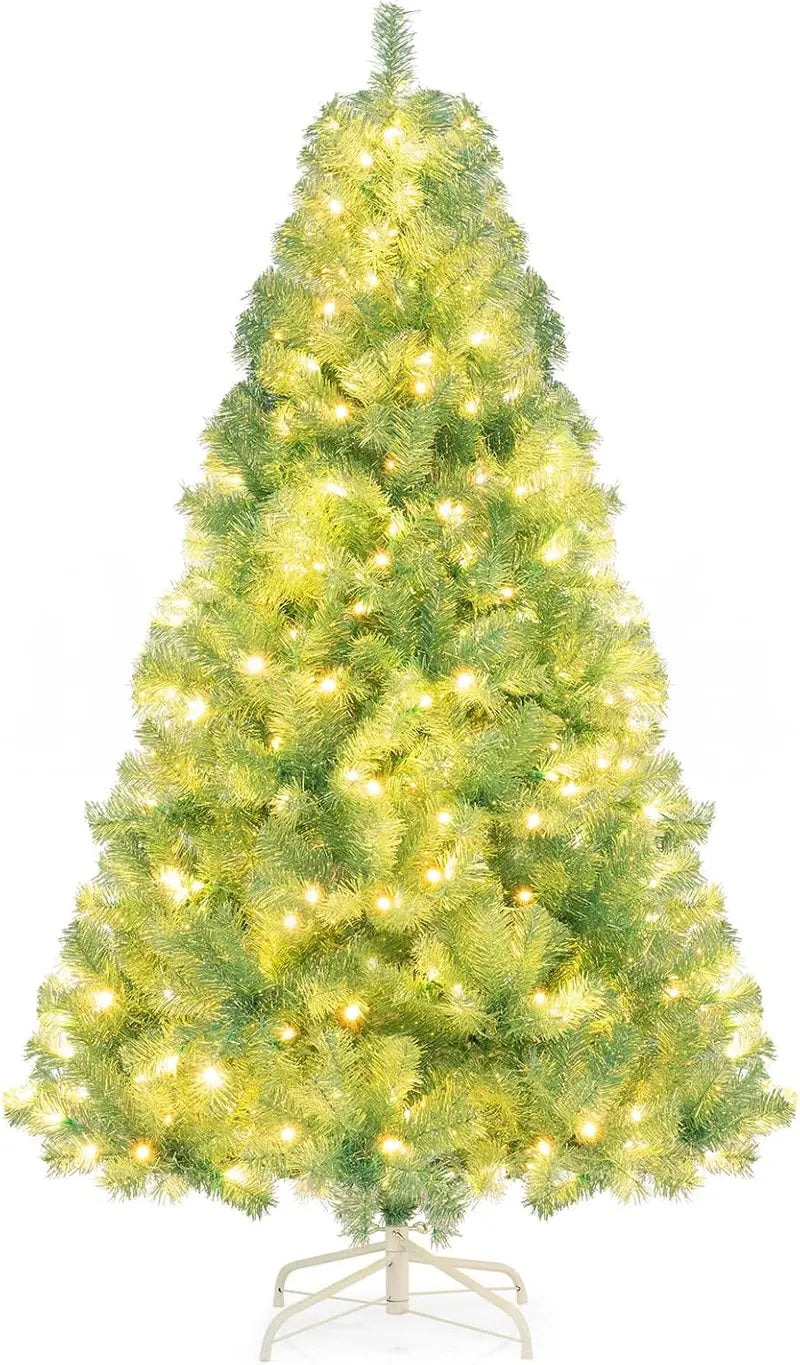 6-Foot or 7.5-Foot Pre-Lit Tinsel Christmas Tree with Warm White LED Illumination