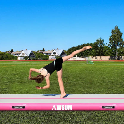 AWSUM Inflatable Gymnastics Mat  10/13/16 Ft Tumble Track with 4-Inch Thickness & Included Electric Pump