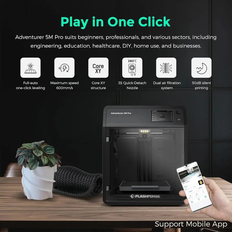Adventurer 5M Fully Automatic Leveling 3D Printer  Precision Desktop Model