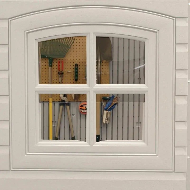 Plastic Tool Shed  15 ft W x 8 ft D, Side-Entry Design, UV-Resistant Polyethylene Construction