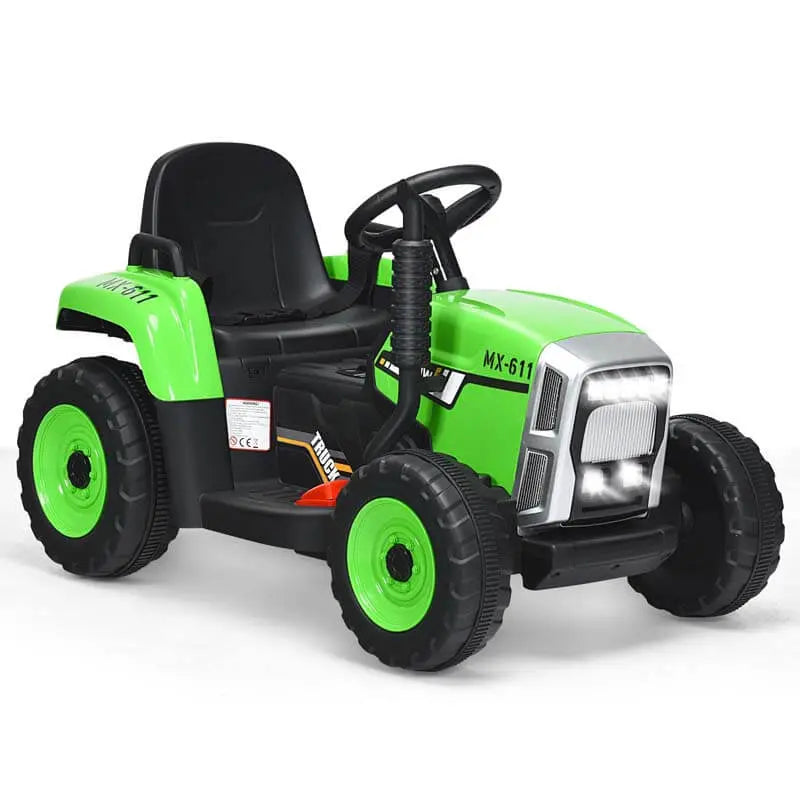 12V Kids Ride-On Tractor with Trailer  Battery-Powered Electric Farm Vehicle Featuring 3-Speed Transmission & Loader Function