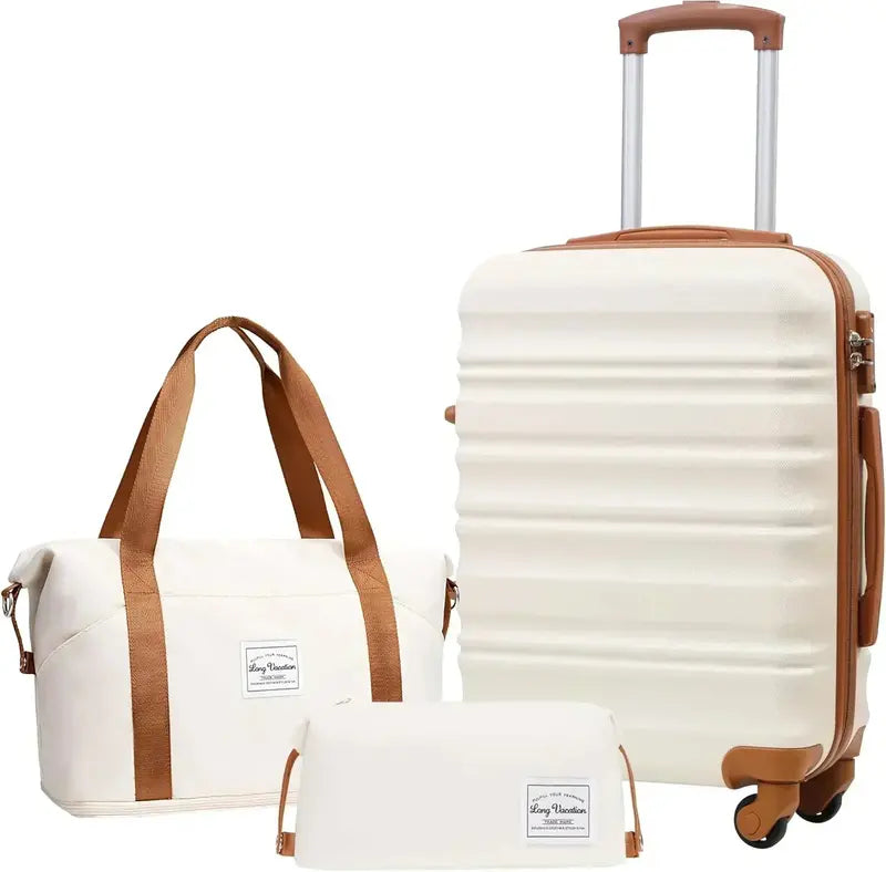 LONG VACATION 6-Piece ABS+PC Hardshell Luggage Set with Spinner Wheels and Carry-On Suitcase