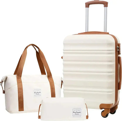 LONG VACATION 6-Piece ABS+PC Hardshell Luggage Set with Spinner Wheels and Carry-On Suitcase